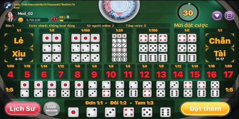 Các loại cược phổ biến trong tài xỉu online